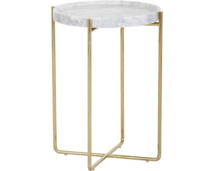 Sunpan Ikon Liv Side Table – White Marble (Dropshippable)