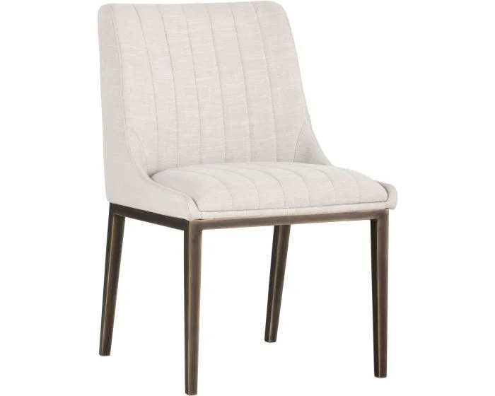 Sunpan Irongate Halden Dining Chair – Rustic Bronze – Beige Linen Fabric – Set of 2 (Dropshippable)