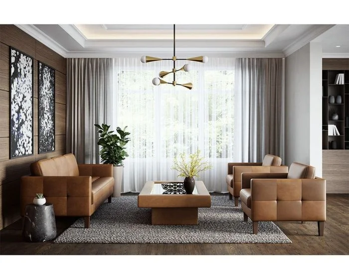 Sunpan Karmelo Sofa Set in Cognac Leather #111267