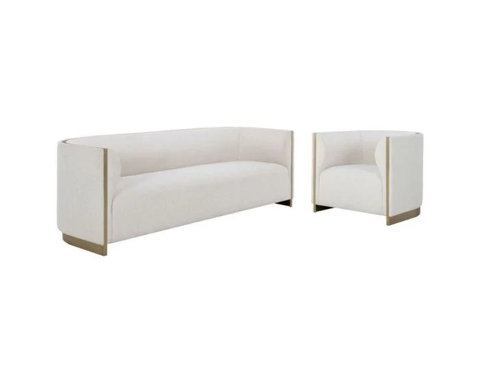 Sunpan Larron Sofa Set in Rhea Light Barley