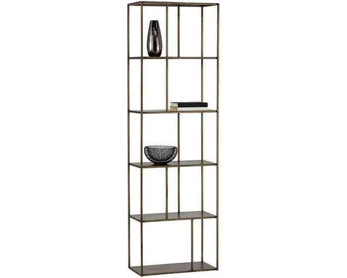 Sunpan MIXT Eiffel Bookcase – Small – Antique Brass (Dropshippable)