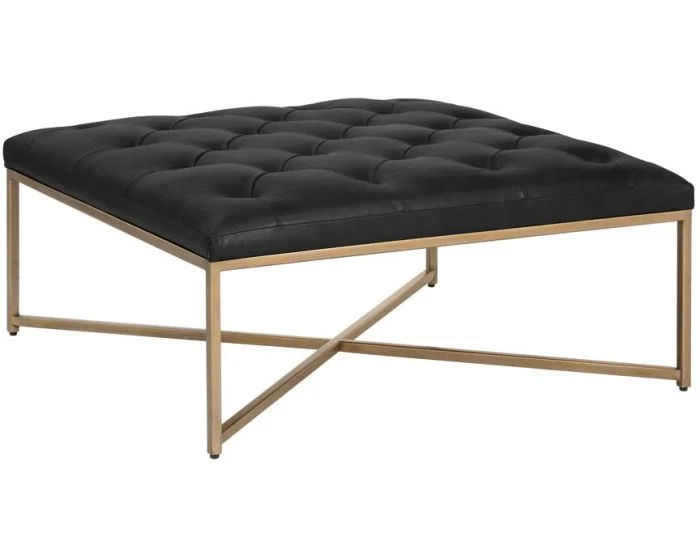 Sunpan MIXT Endall Ottoman – Square – Vintage Black Night