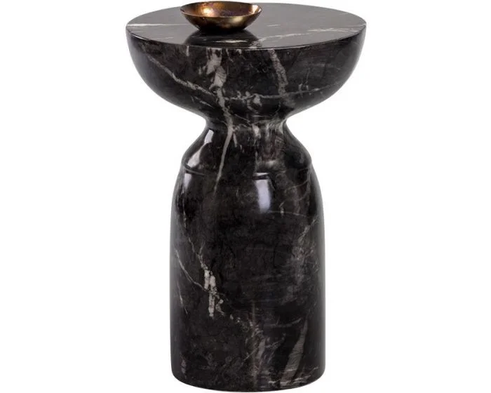 Sunpan MIXT Goya End Table – Marble Look – Black (Dropshippable)