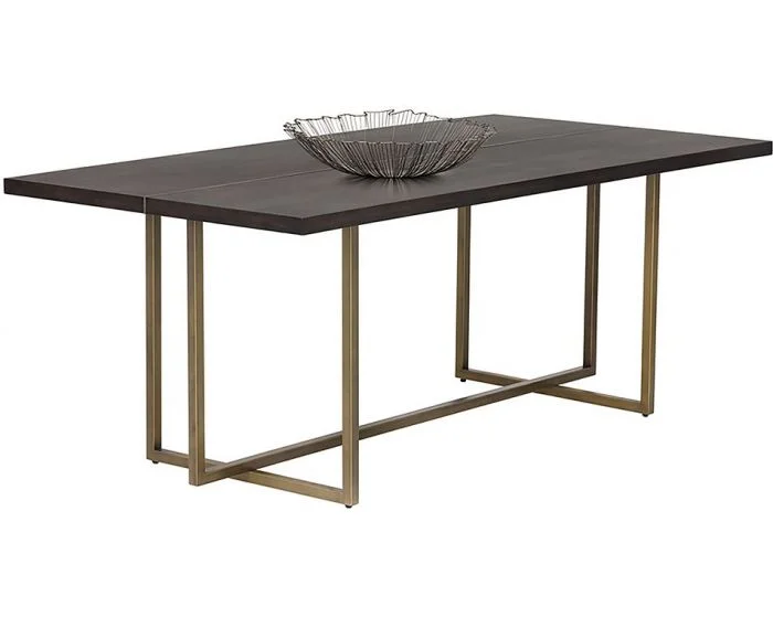 Sunpan MIXT Jade Dining Table – Antique Brass – Dark Mango – 79″ (CL1A) – CLEARANCE SALE