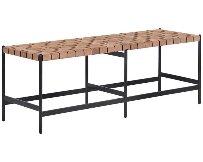 Sunpan Omari Bench – Black – Light Tan (Dropshippable)