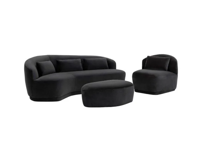 Sunpan Soraya Sofa Set in Shadow Grey