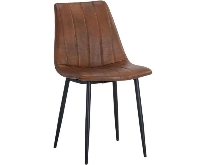 Sunpan Urban Unity Drew Dining Chair – Black – Bravo Cognac – Set of 2 (Dropshippable)