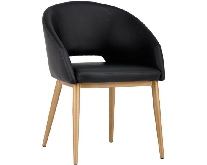 Sunpan Urban Unity Thatcher Dining Chair – Antique Brass – Onyx (Dropshippable)