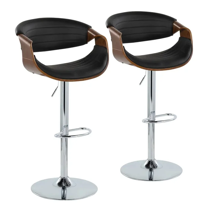Symphony – Mid Century Modern Adjustable Barstool With Swivel With Oval Footrest (Set of 2)