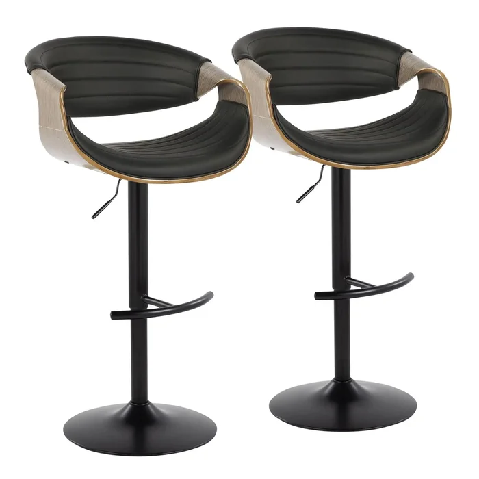 Symphony – Mid Century Modern Adjustable Barstool With Swivel With Rounded T Footrest (Set of 2)