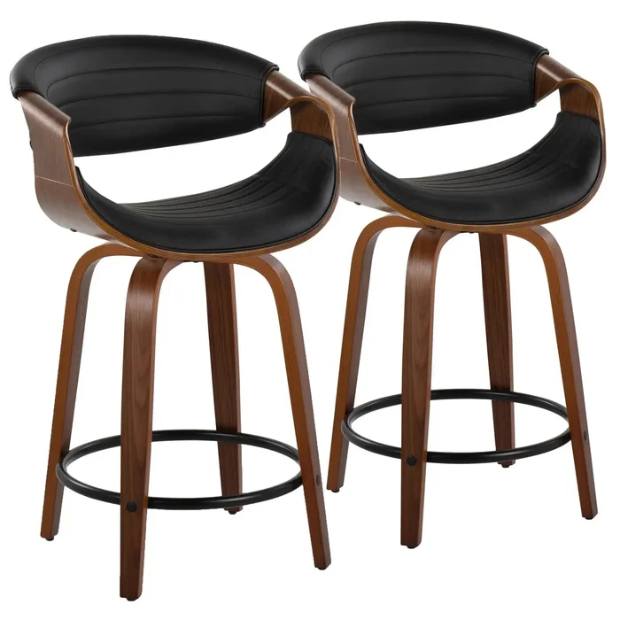Symphony – Mid Century Modern Fixed Height Counter Stool With Swivel With Round Footrest (Set of 2)