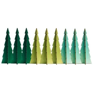 Tannenbaum tree (medium: assorted greens) Set Of 9