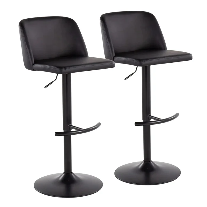 Toriano – Contemporary Adjustable Bar Stool With Rounded T Footrest (Set of 2)