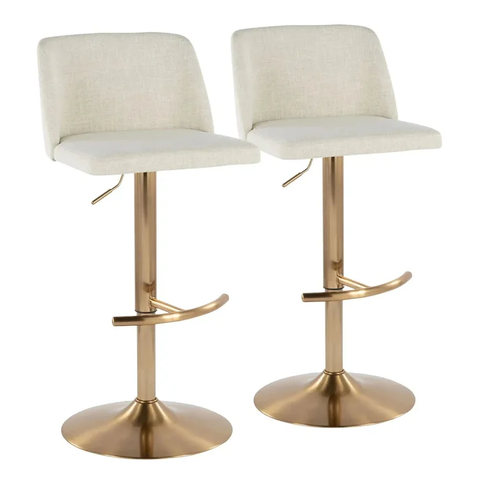 Toriano – Contemporary Adjustable Barstool Swivel With Rounded T Footrest (Set of 2)