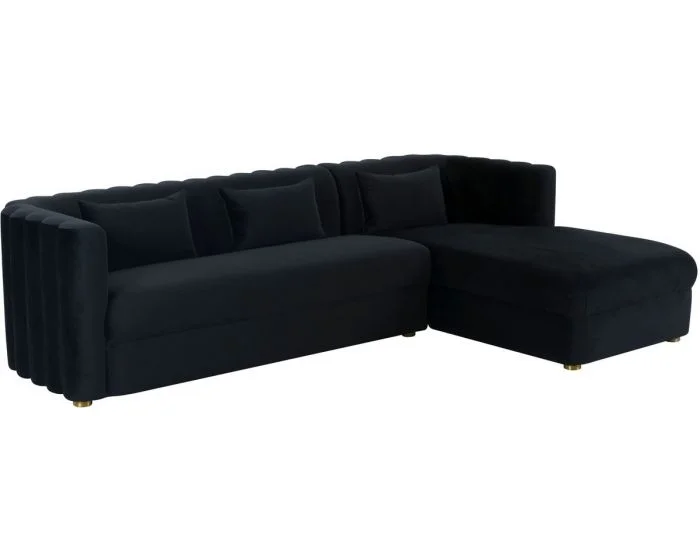 TOV Furniture Callie Black Velvet Sectional – Right eft Arm Facing