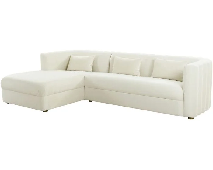 TOV Furniture Callie Cream Velvet Sectional – Left Arm Facing