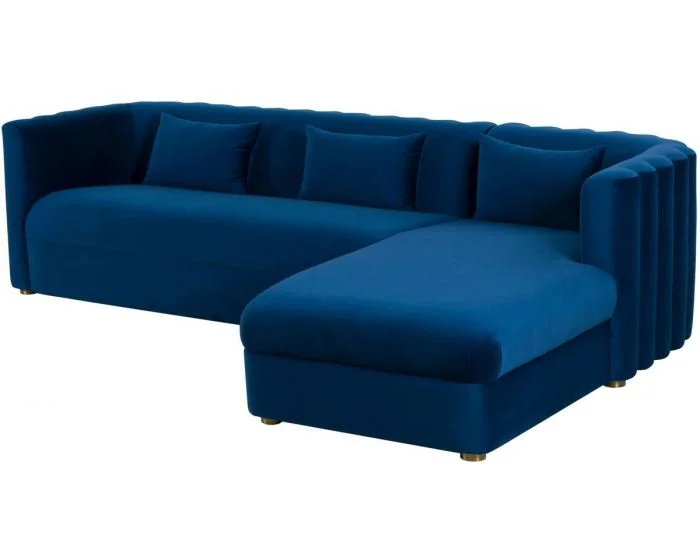 TOV Furniture Callie Navy Velvet Sectional – Right eft Arm Facing