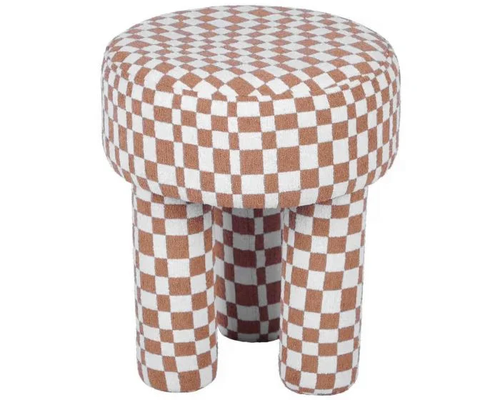 TOV Furniture Claire Stool – Brown Checkered Boucle (Dropshippable)