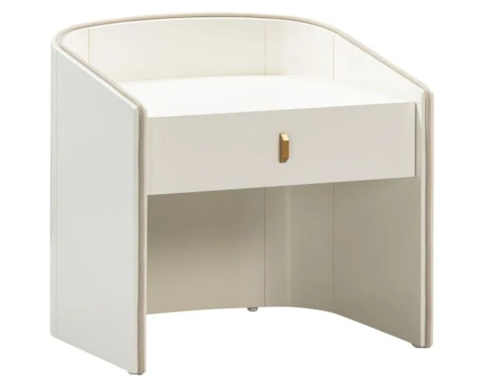 TOV Furniture Collins Nightstand -Cream Lacquer (Dropshippable)