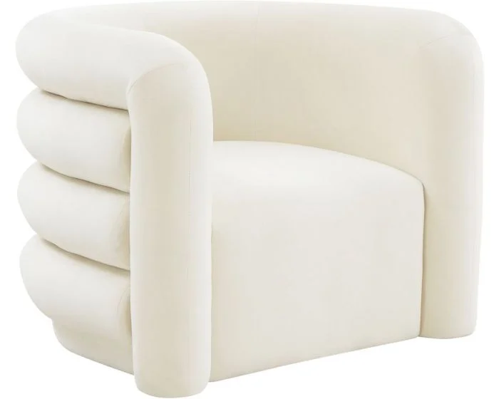 TOV Furniture Curves Cream Velvet Lounge Chair