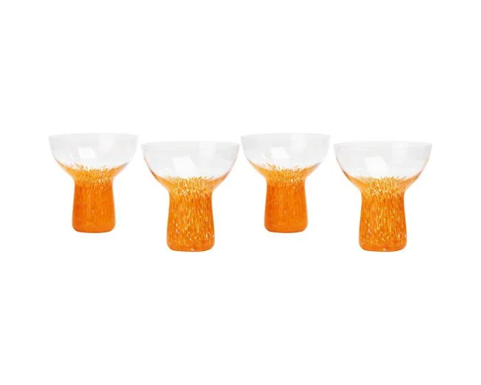 TOV Furniture Dottie Handblown Cocktail Glass – Set of 4 – Clear Orange Dots (CL1A) – CLEARANCE SALE (Dropshippable)