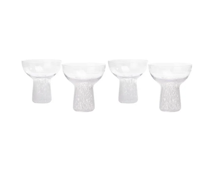 TOV Furniture Dottie Handblown Cocktail Glass – Set of 4 – Clear White Dots (CL1A) – CLEARANCE SALE (Dropshippable)