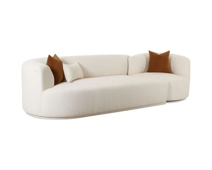 TOV Furniture Fickle 2-Piece Modular LAF Sofa – Cream Boucle
