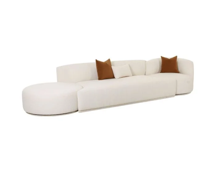 TOV Furniture Fickle 3-Piece Chaise Modular Sofa – Cream Boucle