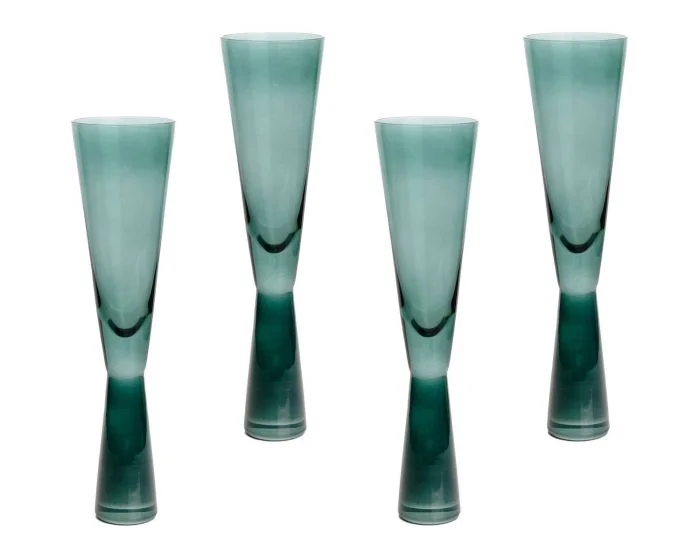 TOV Furniture Flute Champagne Glasses – Set of 4 – Green (CL1A) – CLEARANCE SALE (Dropshippable)
