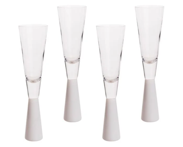 TOV Furniture Flute Champagne Glasses – Set of 4 – White (CL1A) – CLEARANCE SALE (Dropshippable)