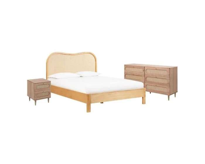 TOV Furniture Grappa Bedroom Set – Natural Wood & Rattan