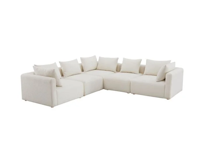 TOV Furniture Hangover 5-Piece Modular L-Sectional – Cream Boucle