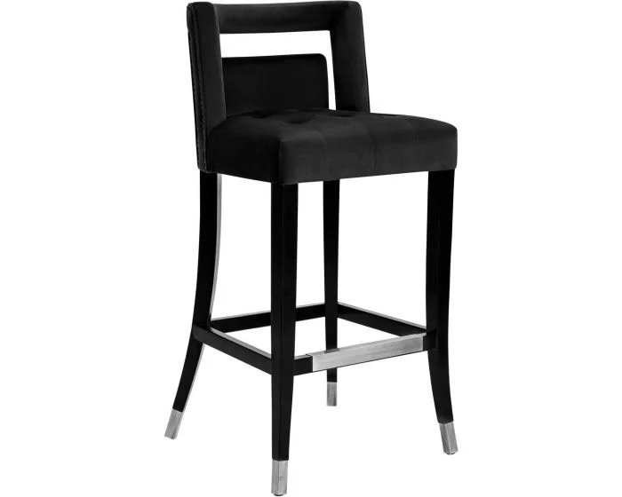 TOV Furniture Hart Black Velvet Bar Stool (Dropshippable)