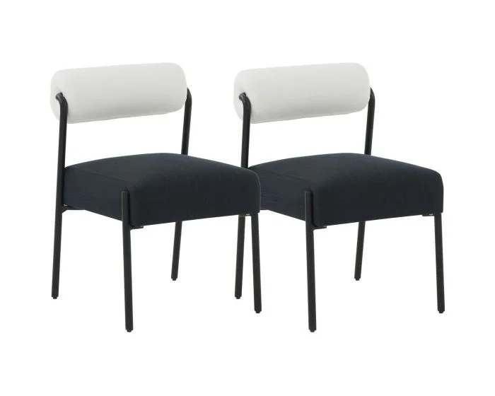 TOV Furniture Jolene Performance Linen Dining Chair – Set of 2 – Cream and Black (CL1A) – CLEARANCE SALE (Dropshippable)