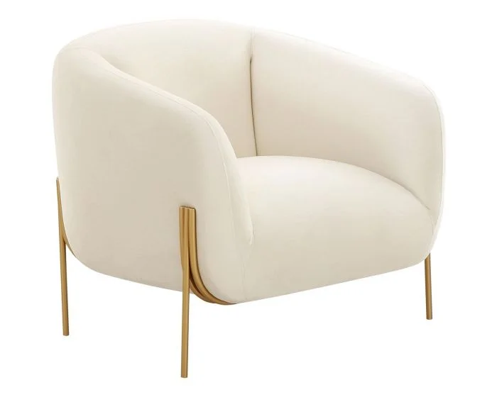 TOV Furniture Kandra Accent Chair – Cream Velvet (Dropshippable)