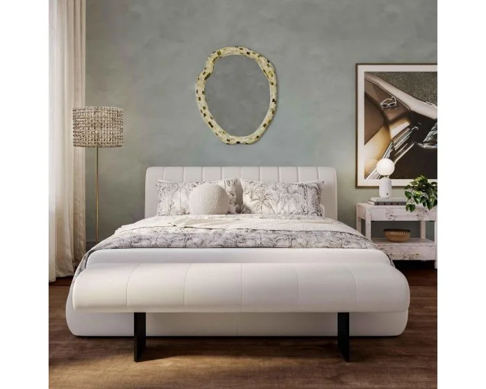 TOV Furniture Karol Vegan Leather Queen Bedroom Set – Cream