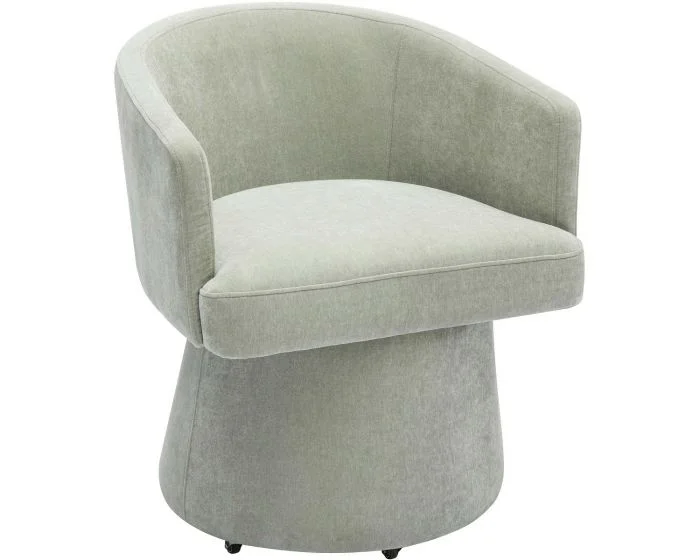 TOV Furniture Kristen Upcycled Chenille Rolling Desk Chair – Light Green (Dropshippable)