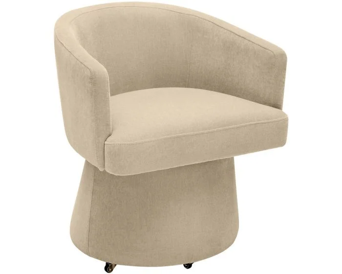 TOV Furniture Kristen Upcycled Chenille Rolling Desk Chair – Taupe (Dropshippable)