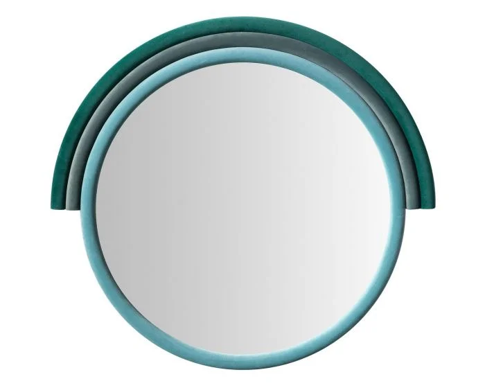 TOV Furniture Lally Round Wall Mirror – Aqua Velvet (Dropshippable)
