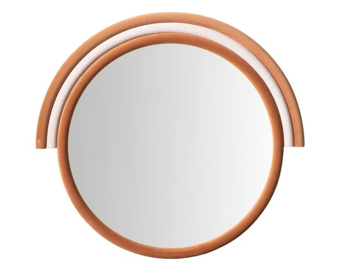 TOV Furniture Lally Round Wall Mirror – Terracotta Velvet (Dropshippable)