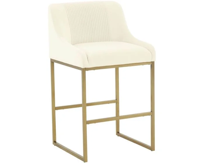 TOV Furniture Lisa Pleated Velvet Counter Stool – Cream (Dropshippable)