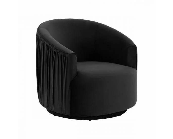 TOV Furniture London Black Pleated Swivel Chair (Dropshippable)