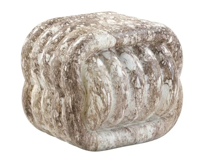TOV Furniture Love Knot Breccia Capraia Indoor / Outdoor Accent Stool – Faux Marble (Dropshippable)
