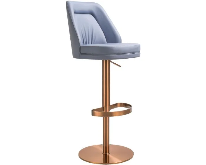 TOV Furniture Maven Adjustable Swivel Stool -Lavender Mist and Rose Gold (Dropshippable)