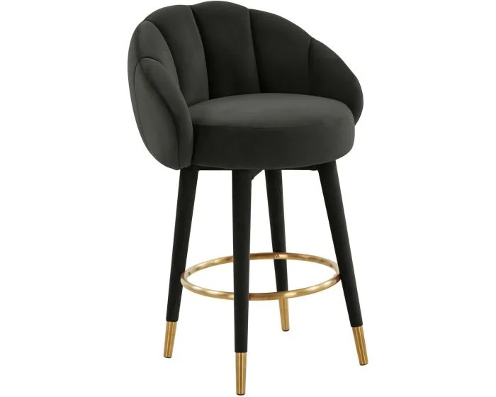 TOV Furniture Myla Black Swivel Counter Stool (Dropshippable)