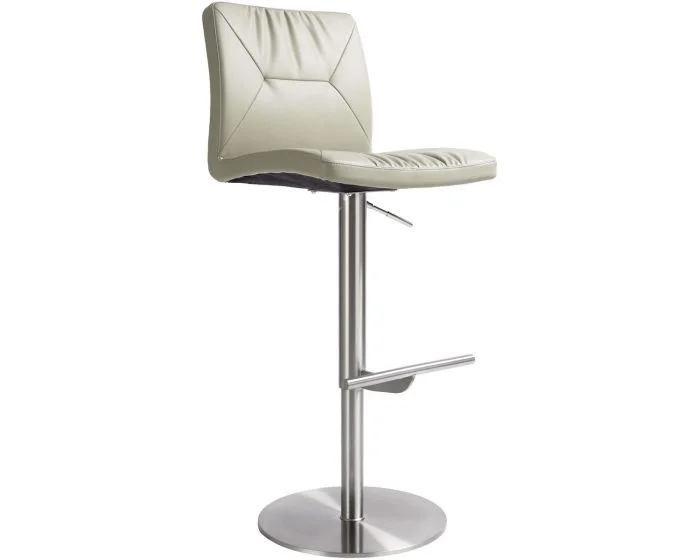 TOV Furniture Paddy Adjustable Stool – Light Grey Vegan Leather on Silver (Dropshippable)