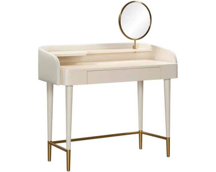 TOV Furniture Penelope Vegan Leather Wrapped Vanity Desk – Cream (Dropshippable)