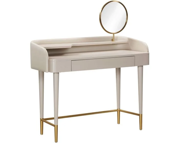 TOV Furniture Penelope Vegan Leather Wrapped Vanity Desk – Taupe (Dropshippable)