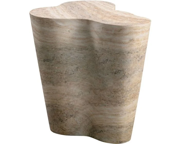 TOV Furniture Slab Tall Side Table – Faux Travertine (Dropshippable)