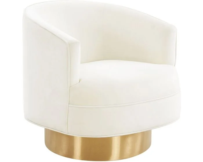 TOV Furniture Stella Cream Velvet Swivel Chair (Dropshippable)